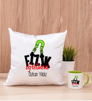 Fizik Öğretmeni Kare Yastık ve Yeşil Kupa Bardak