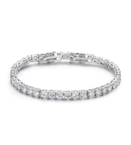 Swarovski Taşlı Gümüş Su Yolu Bileklik - 3,5mm Taşlı (Altın Kaplama) Sevgililer Günü Hediyesi
