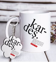 BK Gift Kişiye Özel Kardeş Anlamı Beyaz Kupa ve Anahtarlık Hediye Seti (Model 1)