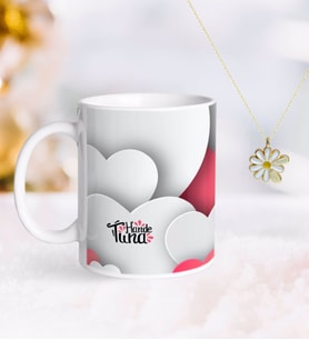 BK Gift Kişiye Özel Sevgililer Günü Kupa ve Çift İsimli Papatya Kolye-130 (Model 1)