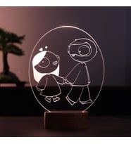 Catana Comics Figürlü Dekoratif Hediye Led Masa Lambası 7 Işık Rengi Ahşap Taban