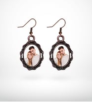 BK Gift Kişiye Özel Fotoğraflı Antik Bakır Yaldız Küpe Model 4