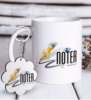 BK Gift Kişiye Özel Mesleki Noter Beyaz Kupa ve Anahtarlık Hediye Seti (Model 1)