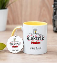 Elektrik Teknikeri Sarı Kupa Bardak Ve Anahtarlık Set