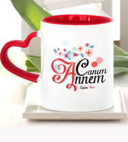 BK Gift Kişiye Özel Canım Annem Kırmızı Kalpli Kupa Bardak  18