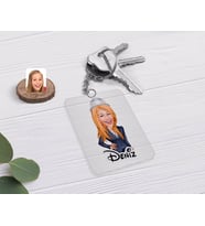 BK Gift Kişiye Özel Kadın Mühendis Karikatürlü Şeffaf Pleksi Anahtarlık (Beyaz)