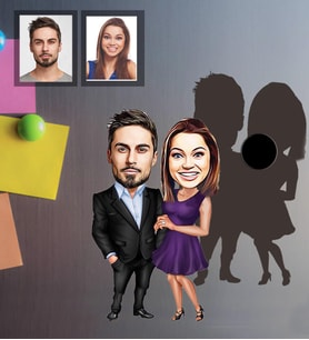 Kişiye Özel Sevgili Karikatürlü Ahşap Magnet Model 15
