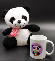 Tatlı Peluş Panda & Panda Tasarım Kupa Hediye Seti
