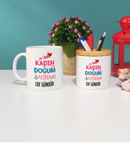 Mesajlı Kadın Doğum Uzmanı Kupa Bardak ve Kalemlik Hediye Seti