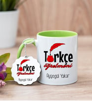 Türkçe Öğretmeni Yeşil Kupa Bardak Ve Anahtarlık Set