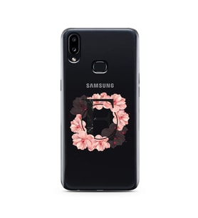Pembe Çiçekli Harf Tasarım Süper Şeffaf Silikon Telefon Kılıfı Samsung A10s E-Ha