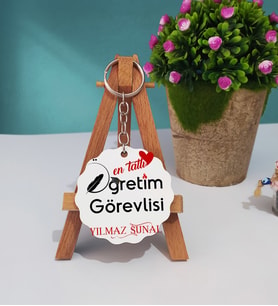 Mesajlı Öğretim Görevlisi Ahşap Anahtarlık