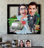 BK Gift Kişiye Özel Evleniyoruz Karikatürlü 3D Ahşap Tablo-1
