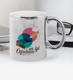 BK Gift Kişiye Özel En İyi Öğretmen Krom Kupa Bardak - 3