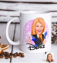 BK Gift Kişiye Özel Kadın Güzellik Uzmanı Karikatürlü Beyaz Kupa Bardak-2