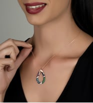 Gümüş Zirkon Taşlı Gözyaşı Damlası Tasarım Kolye (Rose)