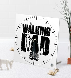 BK Gift Kişiye Özel The Walking Dad Masaüstü Kare Cam Saat-2 (Beyaz)