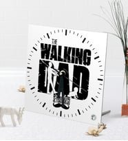 BK Gift Kişiye Özel The Walking Dad Masaüstü Kare Cam Saat-2 (Beyaz)