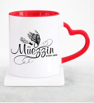 BK Gift Kişiye Özel Mesleki Müezzin Kırmızı Kalpli Kupa Bardak  2
