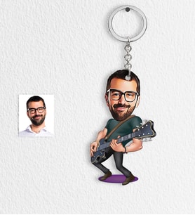 BK Gift Kişiye Özel Bay Gitarist Karikatür Anahtarlık  1