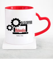 BK Gift Kişiye Özel Mesleki Bilgisayar Mühendisi Kırmızı Kalpli Kupa Bardak  3