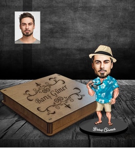 Kişiye Özel Erkek Karikatürlü Ahşap Biblo Kutulu Model-11