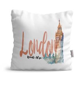 BK Gift Kişiye Özel London Tasarımlı Beyaz  Yastık  2