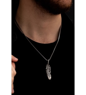 Büyük Boy Tüy Erkek Gümüş Kolye Zincir 6014704268226