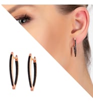 Starlight Diamond Siyah Zirkon Taşlı "V" Tasarım Rose Renk 925 Ayar Gümüş Küpe (Çok Renkli)