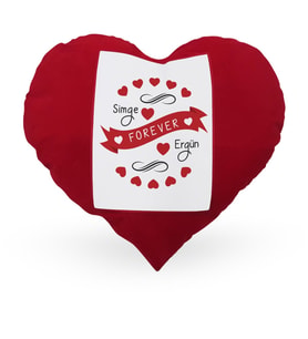 BK Gift Kişiye Özel Sevgililer Günü Temalı Kırmızı Kalp Yastık 45