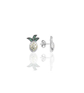 Söğütlü Silver Gümüş rodyumlu zirkon  taşlı ananas küpe