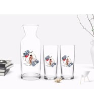 BK Gift Kişiye Özel Renkli Baskılı İsimli Fotoğraflı İkili Rakı Bardağı ve Karaf Hediye Seti-34 (Model 1)