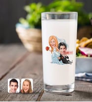 BK Gift Kişiye Özel Evleniyoruz Karikatürlü Rakı Bardağı-2 (Beyaz)