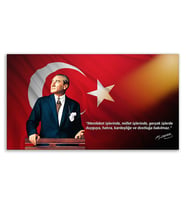 ''Güner Ofis'' Atatürk Tablosu Deri Üzerine Kanvas Tablo 80x130