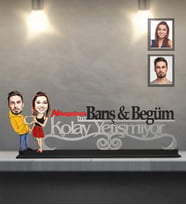 Kişiye Özel Sevgili Karikatürlü Kolay Yetişmiyor Ahşap Biblo Model-7