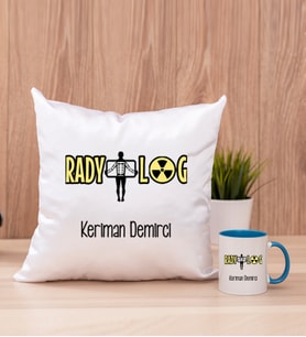 Radyolog Kare Yastık ve Mavi Kupa Bardak