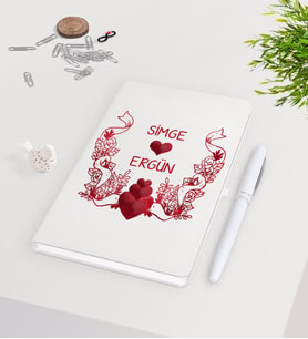 BK Gift Kişiye Özel Sevgililer Günü Beyaz Defter Kalem Seti-53