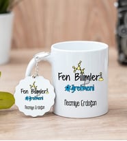 Fen Bilimleri Öğretmeni Beyaz Kupa Bardak Ve Anahtarlık Set