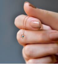 Papatya Silver Kadın Firuze Taşlı Papatya Model Rose Kaplama 925 Ayar Gümüş Kolye