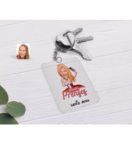 BK Gift Kişiye Özel Pamuk Prenses Karikatürlü Şeffaf Pleksi Anahtarlık-3 (Beyaz)