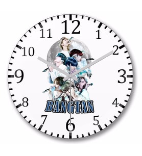Bts Moon  Bangtan Duvar Saati Bombeli Gercek Cam