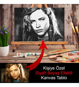 Kişiye Özel Fotoğrafınızdan Siyah Beyaz Efektli Kanvas Tablo
