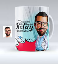 BK Gift Kişiye Özel Bay Doktor Karikatürlü Beyaz Kupa Bardak  5
