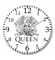Queen Logo Duvar Saati Bombeli Gercek Cam