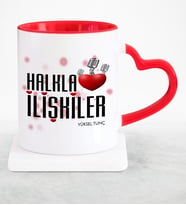 BK Gift Kişiye Özel Mesleki Halkla İlişkiler Kırmızı Kalpli Kupa Bardak  1