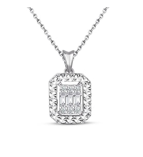 0.15 Ct. Modern Tasarım Baget Kare Tektaş Kolye