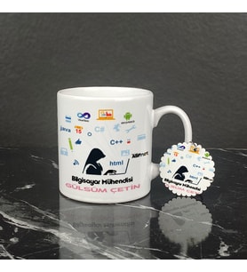 Bilgisayar Mühendisi Kupa Bardak ve Anahtarlık Set 001