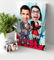 BK Gift Kişiye Özel Sevgililer Karikatür Kanvas Tablo 30x50cm  1
