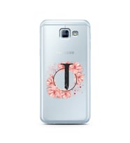 Pembe Çiçekli Harf Tasarım Süper Şeffaf Silikon Telefon Kılıfı Samsung A8 (2016)