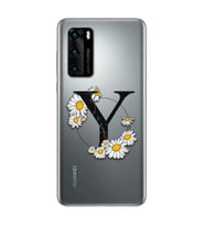 Papatya Harf Tasarım Süper Şeffaf Silikon Telefon Kılıfı Huawei P40 Pro Y-Harfi